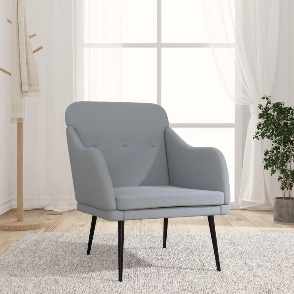 VidaXL Fauteuil 63x76x80 Cm Stof Lichtgrijs 4 VidaXL Fauteuil 63x76x80 Cm Stof Lichtgrijs - Afbeelding 2