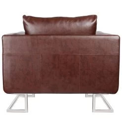 VidaXL Fauteuil Met Verchroomde Poten Kubus Kunstleer Bruin -Buitenmeubelen Verkoop e2ef8f12a3744f7e8a5d4c134c0b86bb