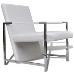 VidaXL Fauteuils 2 St Met Chroom Frame Kunstleer Wit -Buitenmeubelen Verkoop e6e2bdf516bc41eba59f758f34871109