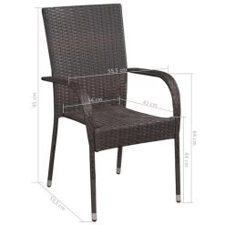 VidaXL Tuinstoelen Stapelbaar 2 St Poly Rattan Bruin -Buitenmeubelen Verkoop e9e4c33ee54540bea3f2e9cd461bd97f