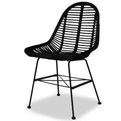 VidaXL Eetkamerstoelen 2 St Natuurlijk Rattan Zwart -Buitenmeubelen Verkoop f157fbf1954a4991883a32f4cb762a46
