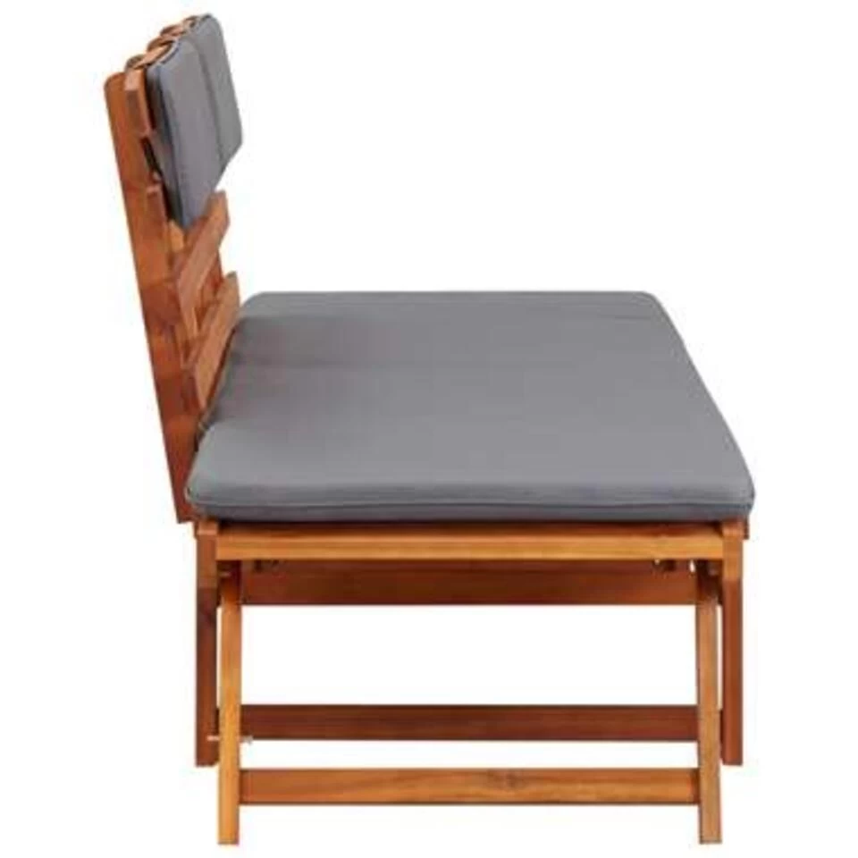 VidaXL Ligbed Met Kussen 2-in-1 190 Cm Massief Acaciahout 4 VidaXL Ligbed Met Kussen 2-in-1 190 Cm Massief Acaciahout - Afbeelding 2